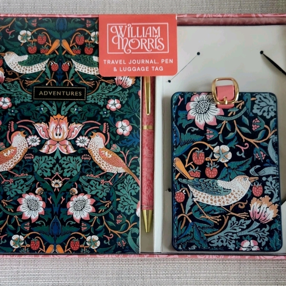 William Morris Travel Journal Set - Green and Pink